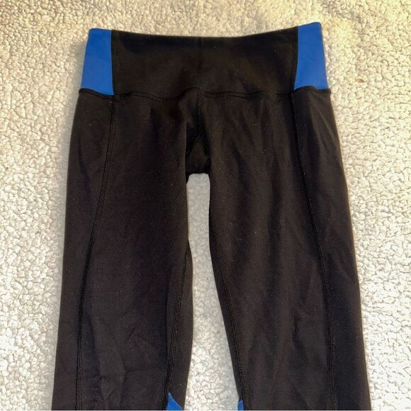 Lululemon Womens Embody Crop Leggings Black Blue Green Size 4 EUC - Picture 3 of 10